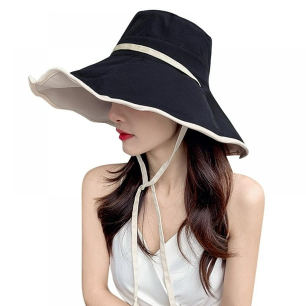 Womens Summer Sun Beach Hats Wide Brim Foldable Roll Up Floppy Solid Visor Caps 